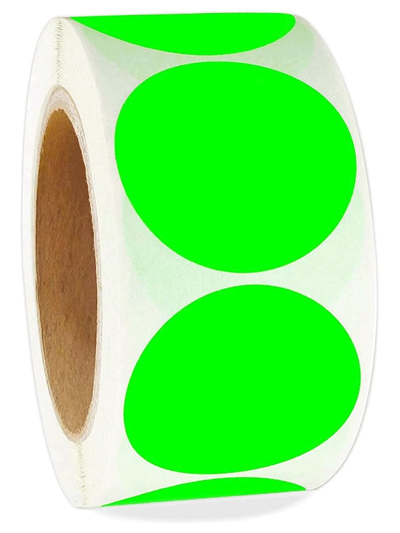 Well Tile 2 Inch Color-Code Labels Round Circle Stickers for Color Coding - Fluorescent Green Inventory Labels Moving Stickers for Labeling Warehouse Classroom Office Food Service and Medical 500 Pcs - Image 1
